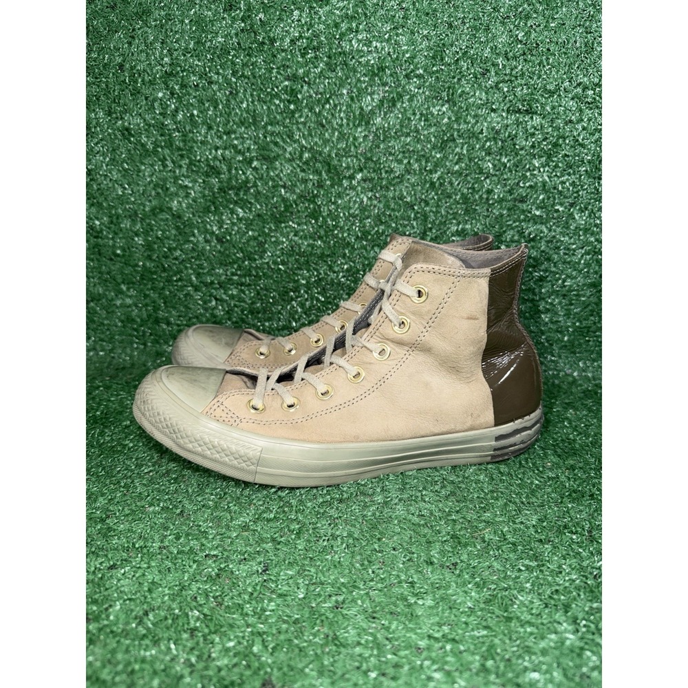 Converse Shoes‎ Womens Size 8 Olive Green Leather Chuck Taylor High Top Sneakers - Picture 4 of 9
